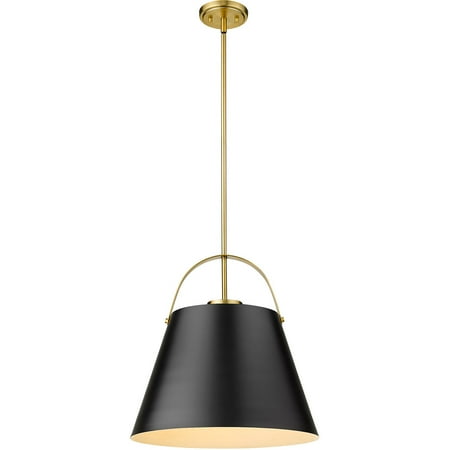 Matte Black and Heritage Brass Tone Finish Pendants 18 Wide Matte Black Metal Shade Steel Material Medium 1 Light Fixture
Matte Black and Heritage Brass Tone Finish Pendants 18 Wide Matte Black Metal Shade Steel Material Medium 1 Light Fixture