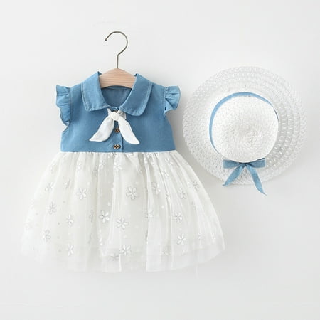 Hunpta Infant Baby Girls 6M-3Y Fly Sleeve Denim Patchwork Floral Tulle Princess Dress Hat Set
Hunpta Infant Baby Girls 6M-3Y Fly Sleeve Denim Patchwork Floral Tulle Princess Dress Hat Set