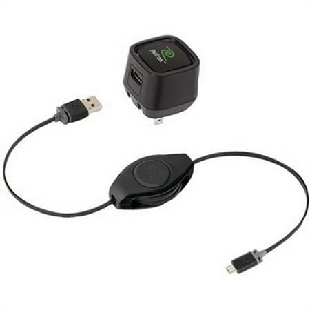 Refurbished RETRAK ETPRM5CHGW 2.4-Amp Wall Charger + Premier Retractable Micro USB Charge & Sync Cable