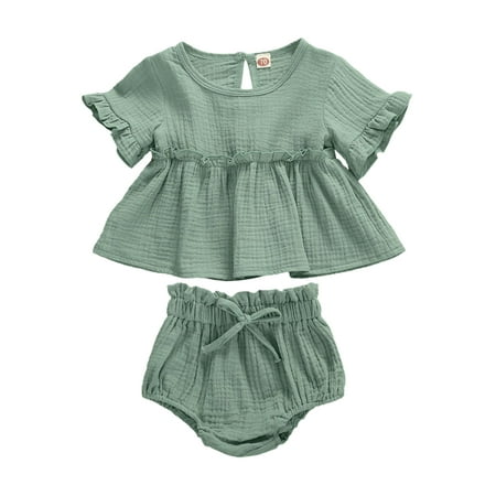Sunisery 2PCS Newborn Infant Kids Baby Girls Ruffle Short Sleeve Top Stretch Shorts Summer Outfits Lake Green 6-12 Months
Sunisery 2PCS Newborn Infant Kids Baby Girls Ruffle Short Sleeve Top Stretch Shorts Summer Outfits Lake Green 6-12 Months