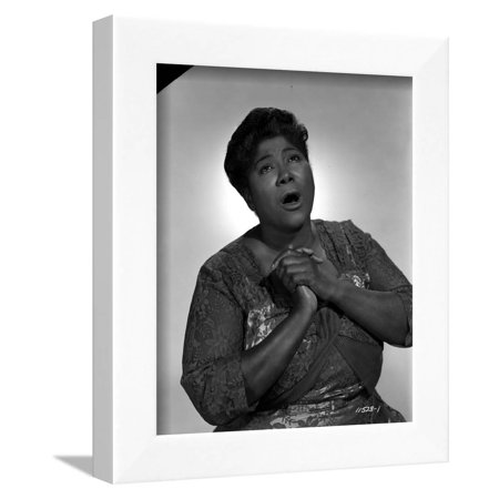 Mahalia Jackson singing in Floral Blouse with White Background Framed Print Wall Art By Movie Star News