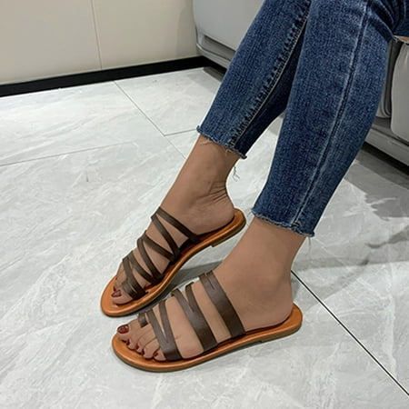 Cathalem Toe Ring Sandals for Women Heel Ladies Fashion Summer Solid Color Leather Strap Slides Sandals for Women Cute Brown 7
Cathalem Toe Ring Sandals for Women Heel Ladies Fashion Summer Solid Color Leather Strap Slides Sandals for Women Cute Brown 7