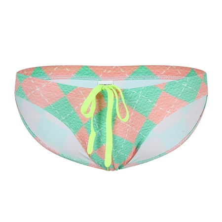 Qcmgmg Mens Printed Soft Bikini Briefs Sexy Swimming Trunks Underwear L