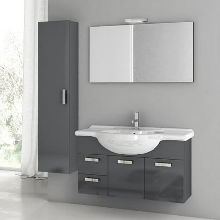 ACF by Nameeks ACF PH06-GA Phinex 39-in. Single Bathroom Vanity Set - Glossy Anthracite