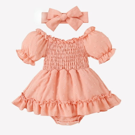 HESHENG Newborn Baby Girl Rompers Dress Puff Sleeve Off-shoulder A-line Bodysuit Dress + Headband Infant Summer Jumpsuit 6-12M
HESHENG Newborn Baby Girl Rompers Dress Puff Sleeve Off-shoulder A-line Bodysuit Dress + Headband Infant Summer Jumpsuit 6-12M