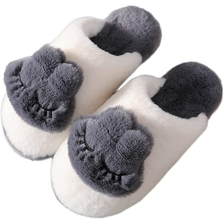 PIKADINGNIS Women Cute Rabbit Plush Slippers House Non-Slip Fluffy Slipper Indoor Warm Plush Animal Shoes