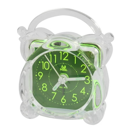 Arabic Numerals Dial Home Bedside Alarm Clock Green Clear
