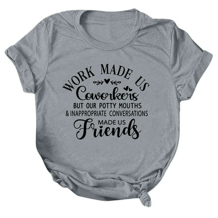 Women Casual Loose Top Shirt Letter Printing Short Sleeves Fashion Top Blouse O-Neck Loose under Scrubs
Women Casual Loose Top Shirt Letter Printing Short Sleeves Fashion Top Blouse O-Neck Loose under Scrubs