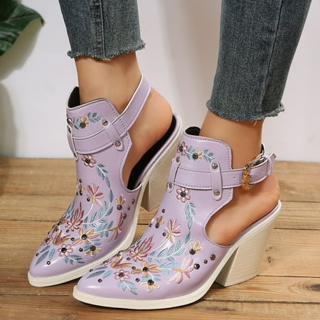 XIAQUJ Ladies Fashion Retro Leather Embroidered Pointed Belt Buckle Thick High Heel Sandals Sandals for Women Purple 7.5(39)
XIAQUJ Ladies Fashion Retro Leather Embroidered Pointed Belt Buckle Thick High Heel Sandals Sandals for Women Purple 7.5(39)