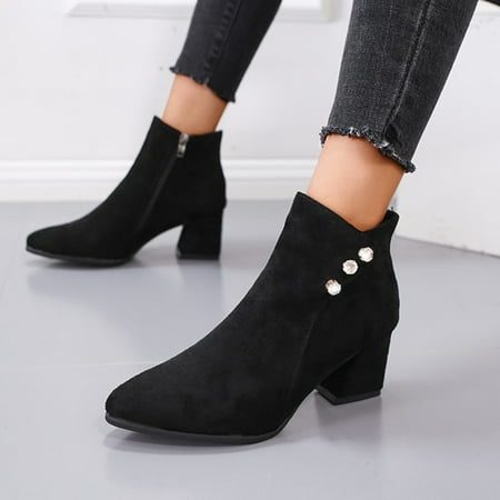 Zipper Shoes Women s Short Boots Heels Retro Fashion High Breathable Women s Boots