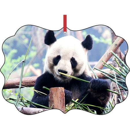 Panda Bear Elegant Aluminum SemiGloss Christmas Ornament Tree Decoration - Unique Modern Novelty Tree Décor Favors