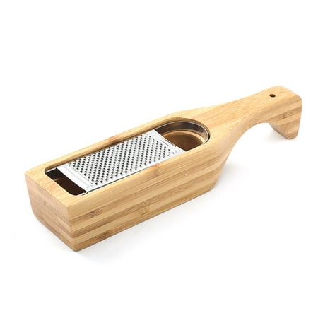 Stainless Steel Cheese Grater with Removable Wood Cheese Grater with Box Cheese Server B