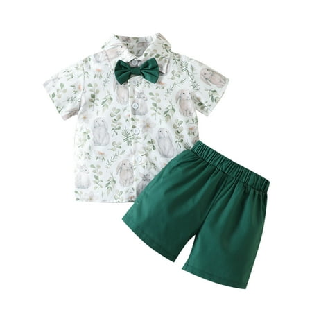 Toddler Boys Short Sleeve Easter Cartoon Rabbit Prints T Shirt Tops Shorts Child Kids Gentleman Outfits Bow Ties Baby Boys Dress Pant
Toddler Boys Short Sleeve Easter Cartoon Rabbit Prints T Shirt Tops Shorts Child Kids Gentleman Outfits Bow Ties Baby Boys Dress Pant