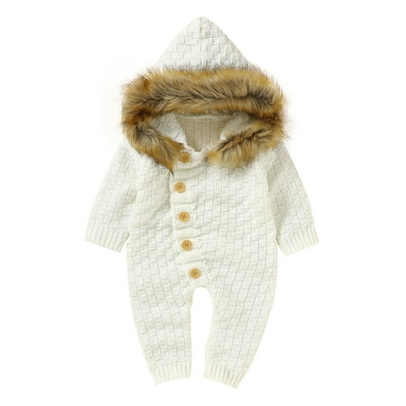 Canrulo Baby Boy Girls Autumn Winter Warm Knitted Romper Fleece Collar Hooded Jumpsuit Long Sleeve Playsuit Beige White 6-12 Months
Canrulo Baby Boy Girls Autumn Winter Warm Knitted Romper Fleece Collar Hooded Jumpsuit Long Sleeve Playsuit Beige White 6-12 Months