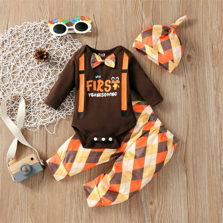 MANHUJI Thanksgiving Infant Newborn Baby Boys Girls Long Sleeve Letter Cartoon Bowknot Blouse Tops Geometric Pant Trousers with Hat Outfits Set 3Pcs Outfits for Girls (Coffee 90)
MANHUJI Thanksgiving Infant Newborn Baby Boys Girls Long Sleeve Letter Cartoon Bowknot Blouse Tops Geometric Pant Trousers with Hat Outfits Set 3Pcs Outfits for Girls (Coffee 90)