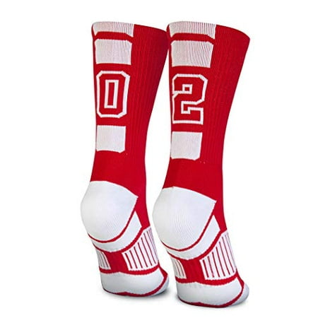 

Custom Team Number Crew Socks | Athletic Socks by ChalkTalkSPORTS | Red | 02