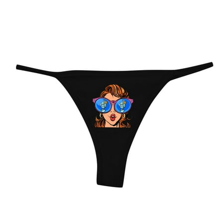 Rovga Underpanties Women Female Print Panty Pink Cutout Thongs 1 Pcs