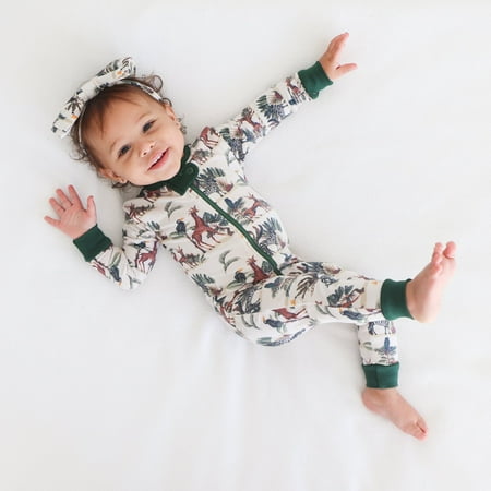 Unisex Organic Cotton Infant Romper - Exotic Animals Size 6-12 Months