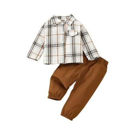 Toddler Baby Boy Spring Fall Clothes Set Long Sleeve Lapel Button Closure Plaid Shirt and Solid Color Trousers
Toddler Baby Boy Spring Fall Clothes Set Long Sleeve Lapel Button Closure Plaid Shirt and Solid Color Trousers