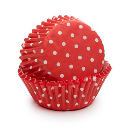 Fox Run Red Polka Dot Baking Cups - Set of 50 Standard Size Cupcake Liners