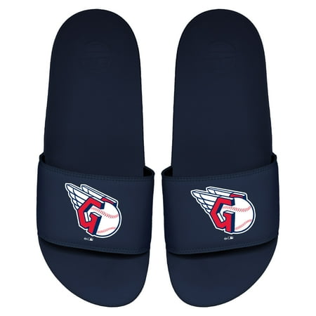 Youth ISlide Navy Cleveland Guardians Primary Logo Motto Slide Sandals