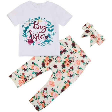 ZOELNIC Toddler Infant Kids Baby Girl Sister Floral Outfits Promoted to Big Sister Short Sleeve Shirt+Floral Shorts+Headband 3Pcs Clothes 4-5 Years
ZOELNIC Toddler Infant Kids Baby Girl Sister Floral Outfits Promoted to Big Sister Short Sleeve Shirt+Floral Shorts+Headband 3Pcs Clothes 4-5 Years