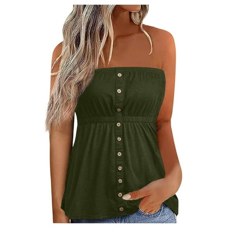 DroolingDog Ladies Summer Tank Tops Women s Bra Pleated Button Sleeveless Off Shoulder Tight Slim Short Top Trendy Summer Tank Tops
DroolingDog Ladies Summer Tank Tops Women s Bra Pleated Button Sleeveless Off Shoulder Tight Slim Short Top Trendy Summer Tank Tops