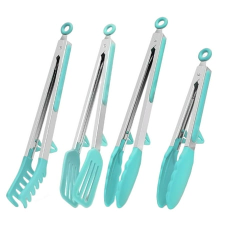 Cookware Utensil Tongs with Gripping Edge Heat Resistant for Barbecue Kitchen