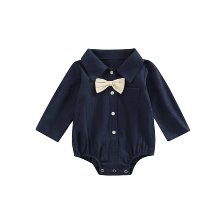 Sunisery Baby Boys Romper Lapel Bow Tie Button Down Jumpsuit Bodysuit with Snap Buttons 0-18 Months
Sunisery Baby Boys Romper Lapel Bow Tie Button Down Jumpsuit Bodysuit with Snap Buttons 0-18 Months