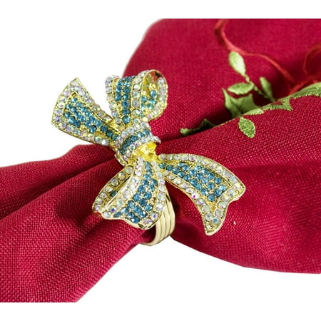 Fennco Styles Stunning Crystal Bowknot Gold-Plated Napkin Rings Wedding Holiday Table Decoration - Set of 4
Fennco Styles Stunning Crystal Bowknot Gold-Plated Napkin Rings Wedding Holiday Table Decoration - Set of 4