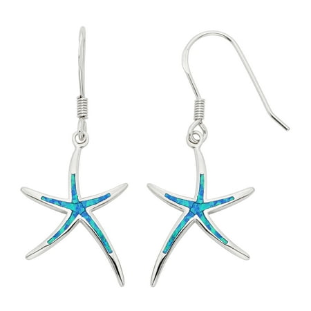 Beaux Bijoux Sterling Silver Blue Opal Starfish Earrings (Multiple colors available)