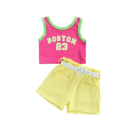 ZIYIXIN Summer Fashion Kids Girls Clothes 2pcs Letter Printed Sleeveless Vest+Shorts With Belt Sets Yellow 2-3 Years
ZIYIXIN Summer Fashion Kids Girls Clothes 2pcs Letter Printed Sleeveless Vest+Shorts With Belt Sets Yellow 2-3 Years