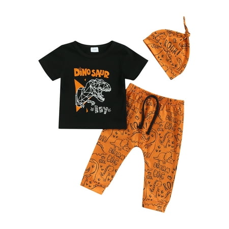 Canrulo 3Pcs Infant Baby Boys Casual Outfits Letter Dinosaur Print Short Sleeve Round Neck T-Shirt + Trousers + Hat Set Black 6-9 Months
Canrulo 3Pcs Infant Baby Boys Casual Outfits Letter Dinosaur Print Short Sleeve Round Neck T-Shirt + Trousers + Hat Set Black 6-9 Months