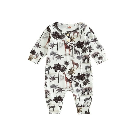 Infant Baby Boy Girl Fall Romper Casual Long Sleeve Button Front Tree Animal Print Jumpsuit
Infant Baby Boy Girl Fall Romper Casual Long Sleeve Button Front Tree Animal Print Jumpsuit