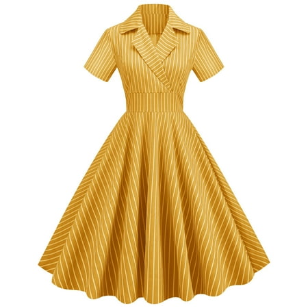 Black Dresses for Women Prom Dress Women Fashion Leisure Sexy Collar High Waist Striped Short Sleeve Swing Midi Dress Sundresses for Women Birthday Dresses for Women Sexy on Clearance Yellow L
Black Dresses for Women Prom Dress Women Fashion Leisure Sexy Collar High Waist Striped Short Sleeve Swing Midi Dress Sundresses for Women Birthday Dresses for Women Sexy on Clearance Yellow L