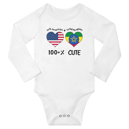 50% American + 50% Ethiopian = 100+% Cute Baby Long Slevve Romper Bodysuit (White 12-18 Months)
50% American + 50% Ethiopian = 100+% Cute Baby Long Slevve Romper Bodysuit (White 12-18 Months)
