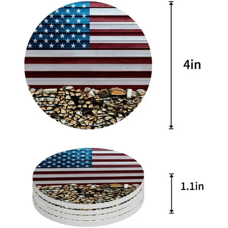 FMSHPON Independence Day American Flag Rustic Wooden Plank Farm Firewood Set of 4 Round Coaster for Drinks Absorbent Ceramic Stone Coasters Cup Mat with Cork Base for Coffee Table Bar Decor
FMSHPON Independence Day American Flag Rustic Wooden Plank Farm Firewood Set of 4 Round Coaster for Drinks Absorbent Ceramic Stone Coasters Cup Mat with Cork Base for Coffee Table Bar Decor