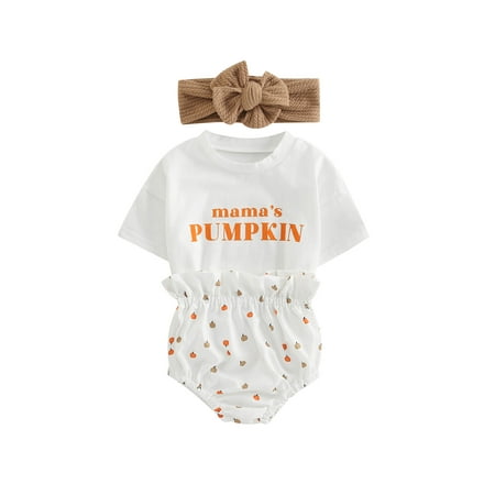 Bagilaanoe 3pcs Newborn Baby Girl Short Pants Set Short Sleeve Letter Print Romper Tops + Pumpkin Print Bloomers + Headband 3M 6M 12M 18M Infant Casual Halloween Outfits
Bagilaanoe 3pcs Newborn Baby Girl Short Pants Set Short Sleeve Letter Print Romper Tops + Pumpkin Print Bloomers + Headband 3M 6M 12M 18M Infant Casual Halloween Outfits