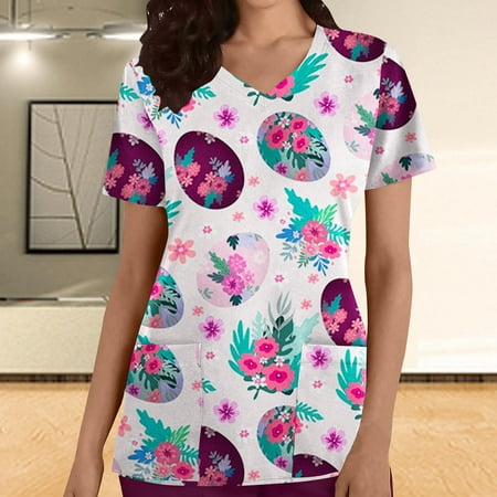 JNGSA Holiday Scrub Tops for Women Casual Solid Nursing Uniform with Pocket Comfy Summer V-Neck Short Sleeve Tunic Blouse Workwear Purple XL Clearance
JNGSA Holiday Scrub Tops for Women Casual Solid Nursing Uniform with Pocket Comfy Summer V-Neck Short Sleeve Tunic Blouse Workwear Purple XL Clearance