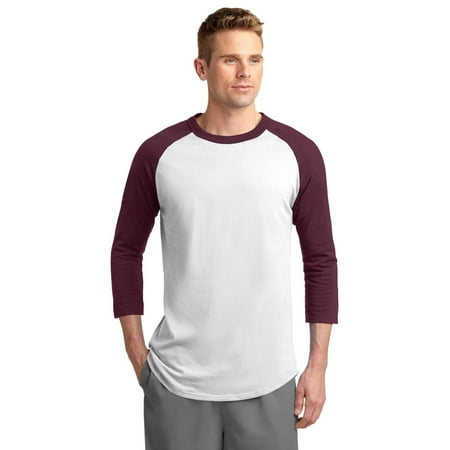 Sport-Tek T200 Mens Colorblock Raglan Jersey - White/Maroon - 5X-Large