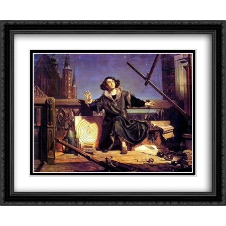 Copernicus in the tower at Frombork 2x Matted 34x28 Large Black Ornate Framed Art Print by Matejko, Jan
