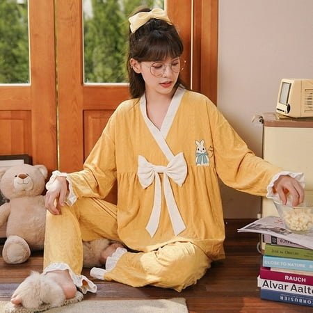 CoCopeaunt Korean version of spring and autumn pajamas female autumn cotton long-sleeved pants set cartoon cute wind home furnishing casual
CoCopeaunt Korean version of spring and autumn pajamas female autumn cotton long-sleeved pants set cartoon cute wind home furnishing casual
