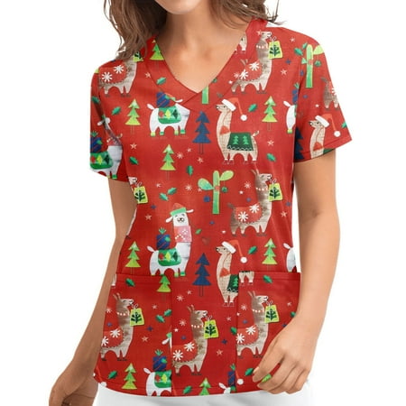 purcolt Christmas Cartoon Floral Print Scrubs Tops for Women Plus Size Nurse Working Uniform Short Sleeve V-Neck Medical Workwear Casual Loose Comfy Blouse T-Shirts with Pockets
purcolt Christmas Cartoon Floral Print Scrubs Tops for Women Plus Size Nurse Working Uniform Short Sleeve V-Neck Medical Workwear Casual Loose Comfy Blouse T-Shirts with Pockets