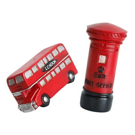 2Pcs British Retro Bus Posting Box Models Resin Ornaments Children s Room Craft