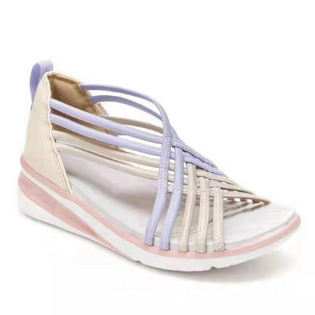 Egmy Sandals Women S Low-Top Breathable Fish Mouth Shoes Roman Women S Sandals Purple 43