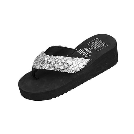 Women s Glitter Platform Sandals Shiny Thong Sandals Non-slip Wedge Heel Flops Size 36 (Silver)
Women s Glitter Platform Sandals Shiny Thong Sandals Non-slip Wedge Heel Flops Size 36 (Silver)