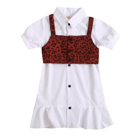 Nokpsedcb Toddler Baby Girl Summer Dress Suit Short Sleeve Lapel Shirt Button Ruffle Dress + Leopard Print Short Vest White 6-7 Years
Nokpsedcb Toddler Baby Girl Summer Dress Suit Short Sleeve Lapel Shirt Button Ruffle Dress + Leopard Print Short Vest White 6-7 Years