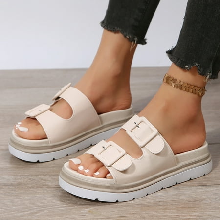Women‘s Platform Buckle Belt Slippers Open Toe Two Strap Slip On Sandals Solid Color Slides Shoes
Women‘s Platform Buckle Belt Slippers Open Toe Two Strap Slip On Sandals Solid Color Slides Shoes