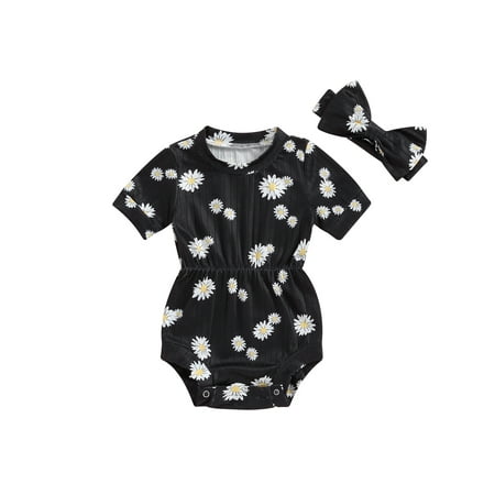 ESASSALY Baby Girl Summer Set Daisy Print Short Sleeve Ribbed Romper Headband
ESASSALY Baby Girl Summer Set Daisy Print Short Sleeve Ribbed Romper Headband