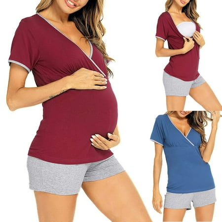Tejiojio Maternity/Labor/Nursing Clothing Clearance Pregnant Womans Solid Color Print Short Sleeve Woman Breastfeeding Casual Clothe Top
Tejiojio Maternity/Labor/Nursing Clothing Clearance Pregnant Womans Solid Color Print Short Sleeve Woman Breastfeeding Casual Clothe Top